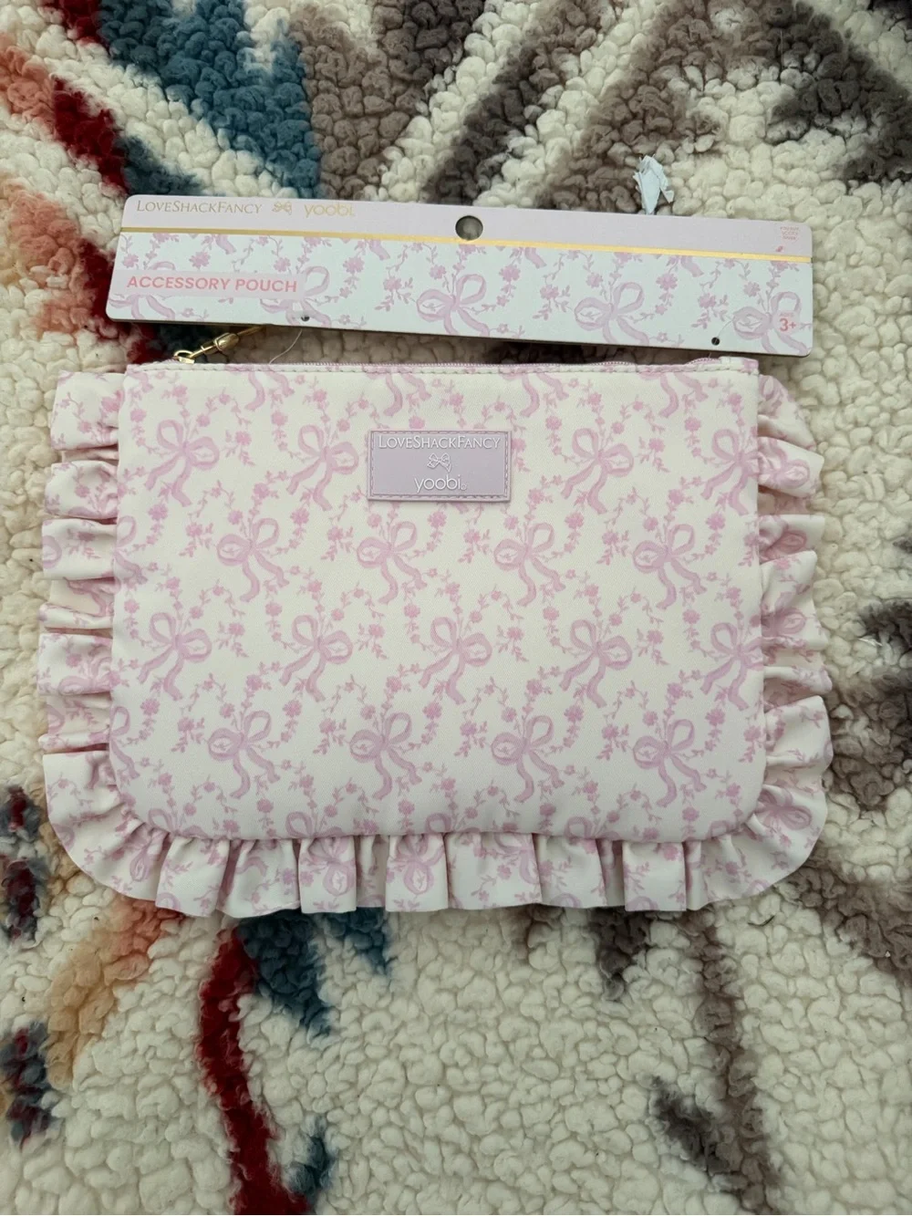 LoveShackFancy x yoobi cosmetic bag